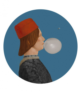 Wanddekoration - Wandbild DOTS Boy mit Bubble Gum blau