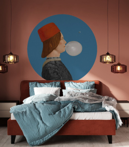 Wanddekoration - Wandbild DOTS Boy mit Bubble Gum blau