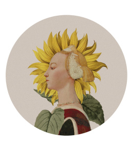 Wall decoration - mural DOTS Lady Sunflower