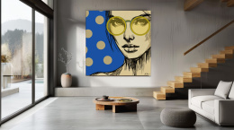 DIGITAL PAINTING - WOMAN WITH GLASSES - BLUE