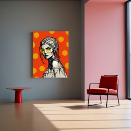 DIGITAL PAINTING - WOMAN WITH GLASSES - ORANGE