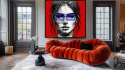 DIGITAL PAINTING - WOMAN WITH GLASSES - RED