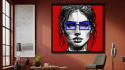 DIGITAL PAINTING - WOMAN WITH GLASSES - RED