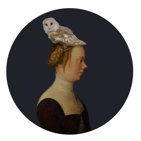 Dekoracja ścienna - mural DOTS Kobieta z sową