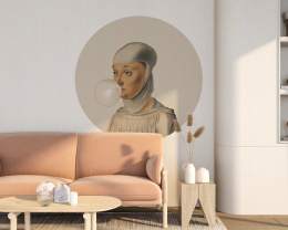 Wall decoration - mural DOTS Woman with Bubble Gum Cream
