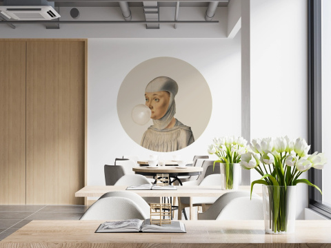 Dekoracja ścienna - mural DOTS Woman with Bubble Gum Cream