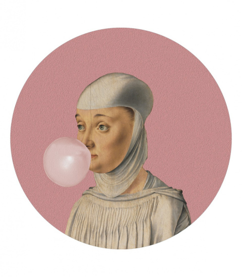 Dekoracja ścienna - mural DOTS Woman with Bubble Gum Pink 115cm
