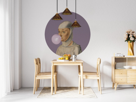 Wanddekoration - Wandbild DOTS Frau mit Kaugummicreme