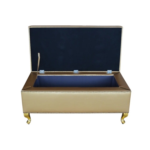 ławka /pufa z funkcją schowka 100 cm - ekoskóra złota - 1 szt.