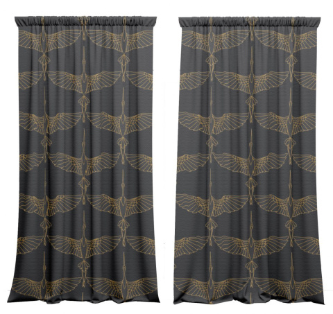 Cotton curtains Cranes 2