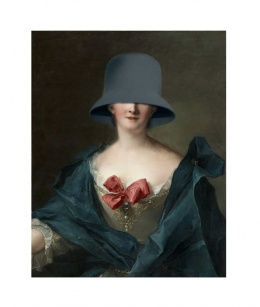 Painting printed on canvas. A woman in a hat.