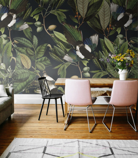 Magpie Black wallpaper by Wallcolors rolka 100x200