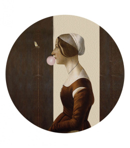 Wall decoration - mural DOTS Handmaid with Bubble Gum