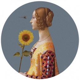 Wall decoration - mural DOTS Woman with sunflower