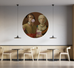 Wall decoration - DOTS mural Couple with popcorn