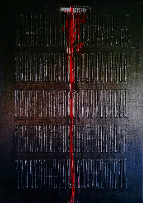 "RED LINE 2 " Obraz na płótnie akryl