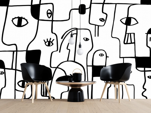 "MURAL BLACK & WHITE NO.4:Wallpaper by Katarzyna Jasyk , roll 100x 200