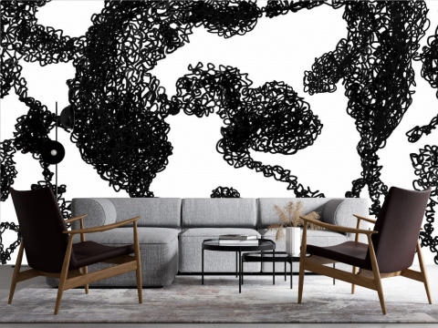 „TAPETA BLACK & WHITE NO.7" Wallpaper by Katarzyna Jasyk , rolka 100x 200